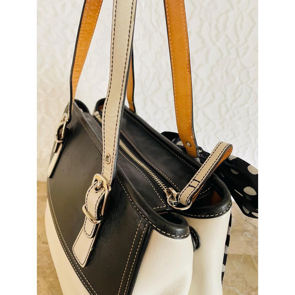 Vtg Coach Hampton off white/ black Legacy leather tote shoulder bag handbag 9605 - Picture 10 of 13